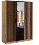 Masseno Dreht&uuml;renschrank, Eiche Wotan, Holzwerkstoff, 4 F&auml;cher, 3 Schubladen,