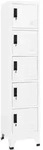 vidaXL Schliessfachschrank, Wei&szlig;, Metall, 5 F&auml;cher, 40x180x38 cm, Garderobe,