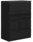 Masseno Kommode, Schwarz Hochglanz, Holzwerkstoff, 4 Schubladen, 70x102x39 cm,