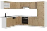 Vicco Eckk&uuml;che, Eiche Artisan, Wei&szlig;, Holzwerkstoff, L-Form,Formgebogen,