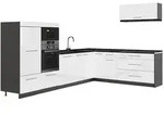 Vicco Eckk&uuml;che, Wei&szlig; Hochglanz, Anthrazit, Holzwerkstoff, Formgebogen, 327x153.6x60