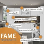 Vicco K&uuml;chenzeile, Anthrazit, Honigeiche, Holzwerkstoff, Rechteckig,...