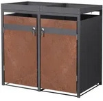 Ml-Design M&uuml;lltonnenbox, Rotbraun, Metall, 240 L, Rechteckig, 132x124x80 cm,