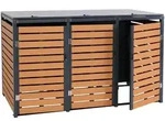 Proregal M&uuml;lltonnenbox, Teak, Metall, 205x119x84 cm, Aufbewahrung &...