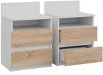 Vicco Nachttisch, Wei&szlig;, Sonoma Eiche, Holzwerkstoff, 4 F&auml;cher, 2 Schubladen,