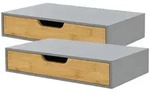 [en.casa] Wandregal-Set, Grau, Holz, Bambus, 2 Schubladen, Rechteckig, 40x8x24...