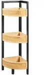 [en.casa] Eckregal, Natur, Schwarz, Holzwerkstoff, Holz, Bambus, 23x80x23 cm,
