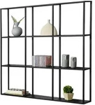 [en.casa] Wandregal, Schwarz, Metall, 100x110x18 cm, Wohnzimmer, Regale, Wandregale