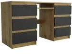 Masseno Schreibtisch, Eiche Artisan, Holzwerkstoff, 6 Schubladen, Rechteckig,