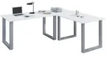 Mid.you Eckschreibtisch, Anthrazit, Silber, Metall, Holzwerkstoff, U-Form, 160x76x190