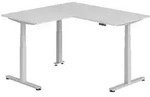 b&uuml;m&ouml; Eckschreibtisch, Grau, Silber, Holzwerkstoff, Nachbildung, Rechteckig,