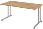 b&uuml;m&ouml; Schreibtisch, Wildeiche, Silber, Holzwerkstoff, Nachbildung,Eiche,...