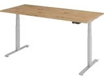 b&uuml;m&ouml; Schreibtisch, Wildeiche, Silber, Holzwerkstoff, Nachbildung,Eiche, Rechteckig,