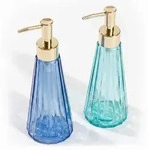 Relaxdays Seifenspender, Mehrfarbig, Glas, Kunststoff, 8x22x8 cm, Badaccessoires,