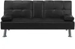 Beliani 3-Sitzer-Schlafsofa, Schwarz, Kunststoff, 168x77x81 cm, Wohnzimmer,...