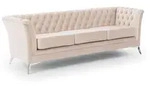S-Style Chesterfield-Sofa, Beige, Textil, Echtholz,Birke, Buche, 3-Sitzer, F&uuml;llung: