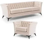S-Style Sitzgarnitur, Beige, Textil, Echtholz,Birke, Buche, 4-Sitzer, F&uuml;llung: