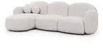 S-Style Ecksofa, Wei&szlig;, Textil, Echtholz, Teilmassiv,Birke, Buche, 5-Sitzer,