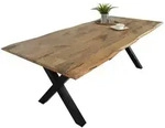 SAM Esstisch, Beige, Metall, Echtholz,Mangoholz, Quadratisch,Rechteckig, X-Form,