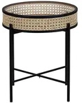 Beliani Beistelltisch, Natur, Beige, Schwarz, Metall, Rund, 36x43x36 cm,...