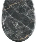 Woltu Toilettendeckel, Schwarz, Wei&szlig;, Kunststoff, Oval, 37x3.4x45 cm,...