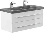 Mid.you Waschtischkombi, Wei&szlig; Hochglanz, Metall, 2 Schublade(n) Schubladen, 100 cm,