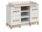 VitaliSpa Wickelkommode, Wei&szlig;, Eiche Artisan, Holzwerkstoff, 3 F&auml;cher, 4