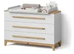Livinity&reg; Wickelkommode, Wei&szlig;, Eiche Artisan, Holzwerkstoff, 3 F&auml;cher, 3