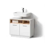 Livinity&reg; Waschbeckenunterschrank, Wei&szlig;, Holzwerkstoff, 3 F&auml;cher, Rechteckig,