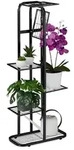 Relaxdays Blumentreppe, Schwarz, Metall, 44x107x24 cm, Wohnzimmer, Wohnzimmertische,