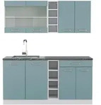 Vicco Singlek&uuml;che, Blaugrau, Wei&szlig;, Holzwerkstoff, K&uuml;chenblock,Rechteckig,