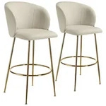 tectake Barstuhl, Creme, Gold, Textil, 51x106x60 cm, Esszimmer, Barm&ouml;bel, Barhocker