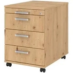 b&uuml;m&ouml; Rollcontainer, Wildeiche, Holzwerkstoff, Nachbildung,Eiche, 4 Schubladen,