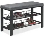 Relaxdays Schuhbank, Mehrfarbig, Metall, Textil, Holzwerkstoff, Rechteckig,