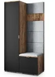 Masseno Garderobenschrank, Eiche, Schwarz, Hellgrau, Holzwerkstoff, 3 F&auml;cher,