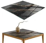Tulup Tischplatte, Schwarz, Rotbraun, Glas, 50x50x0.4 cm, Esszimmer, Tische,