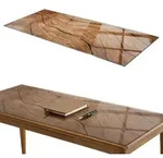 Tulup Tischplatte, Braun, Glas, 125x50x0.4 cm, Esszimmer, Tische, Esstische,