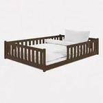 Kids Collective Bodenbett, Dunkelbraun, Holz, 140x200 cm, Kinder- & Jugendzimmer,