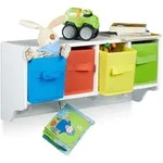 Relaxdays Wandregal, Wei&szlig;, Holzwerkstoff, Textil, 61x28x16 cm, Kinder- &