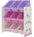 [en.casa] Kinderregal, Wei&szlig;, Rosa, Lila, Holzwerkstoff, Kunststoff, M&auml;rchen/