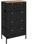Vicco Kommode, Schwarz, Holzwerkstoff, 5 Schubladen, Rechteckig, 56x95x30 cm,
