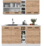 Vicco Singlek&uuml;che, Honigeiche, Wei&szlig;, Holzwerkstoff, Rechteckig, 160x81.6x60...