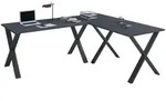 Mid.you Eckschreibtisch, Anthrazit, Schwarz, Metall, Holzwerkstoff, X-Form,