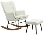 Homcom Schaukelstuhl, Creme, Holz, Buche, 1-Sitzer, F&uuml;llung: Schaumstoff, 89x90x64