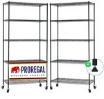 Proregal Gitterregal, Schwarz, Metall, 5 F&auml;cher, Rechteckig, 90x180x40 cm,...
