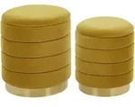 Beliani Pouf, Gelb, Textil, 1-Sitzer, Rund, 40x38x40 cm, Wohnzimmer, Hocker,...