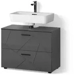 Livinity&reg; Waschbeckenunterschrank, Schwarz Hochglanz, Holzwerkstoff, 2...