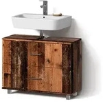 Livinity&reg; Waschbeckenunterschrank, Wildeiche, Holzwerkstoff, 3 F&auml;cher, 2