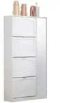Stilvora Schuhschrank, Wei&szlig;, Holzwerkstoff, Glas, 3 F&auml;cher, Rechteckig,...