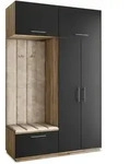 Masseno Garderobenschrank, Eiche Wotan, Schwarz, Beige, Holzwerkstoff, 5...